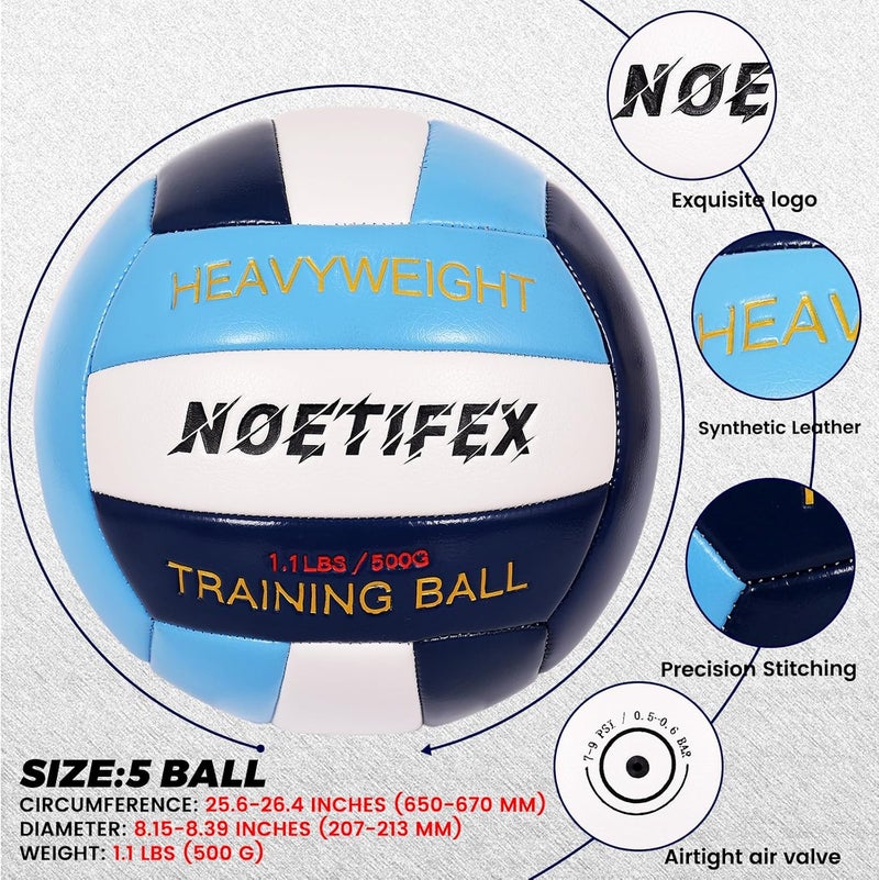 Noetifex 1.1LBS Heavy Weight Volleyball Size 5 Official Setter Training Volleyball for Adults, Durable PU Indoor Outdoor Volleyball Trainer, Spike & Passing Practice Ball for Skill Improvement - Image 5